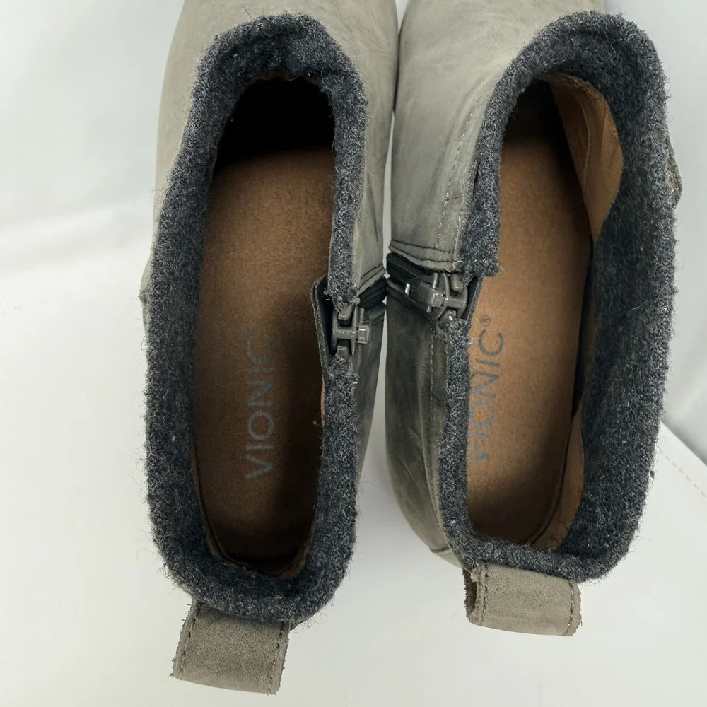 Vionic Joslyn Womens Ankle Zip Boots 7.5W Weather Resistant Leather Wool Accent